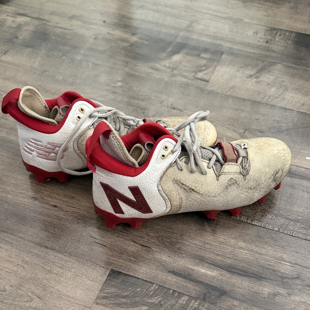 New Balance Kids Cream and Red Sneakers